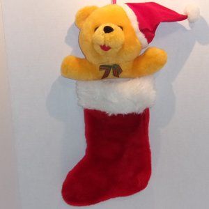 Teddy Bear w/ Santa Hat Christmas Stocking, NEW